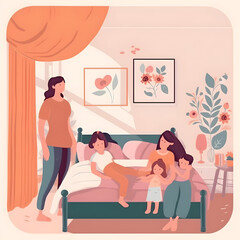family graphic created with AI generative technologies