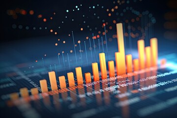 Business graph and chart concept. Colorful data visualization and financial analysis for report and presentation. Generative AI