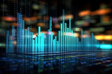 Business graph and chart concept. Colorful data visualization and financial analysis for report and presentation. Generative AI