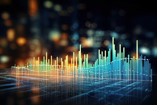 Business graph and chart concept. Colorful data visualization and financial analysis for report and presentation. Generative AI