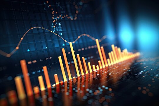 Business graph and chart concept. Colorful data visualization and financial analysis for report and presentation. Generative AI