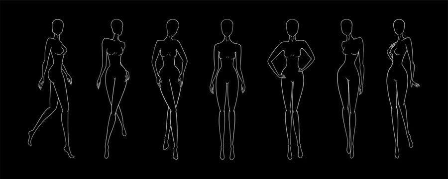 Woman body template for fashion collection. Female mannequin for fashion designs. Vector illustration isolated in white background