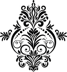 Vintage damask baroque ornament with floral retro antique style. Acanthus pattern foliage swirl design element wedding decoration. Isolated element.