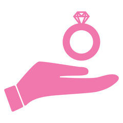 Digital png illustration of hand with ring symbol on transparent background