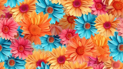 Fototapeta na wymiar Gerberas Flower Pattern with Vibrant Colors, Perfect for Invitations, Fabrics, and Floral-Themed Decorations. Generative AI