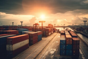 The logistics of international container cargo are shipping to the container yard. Generative AI