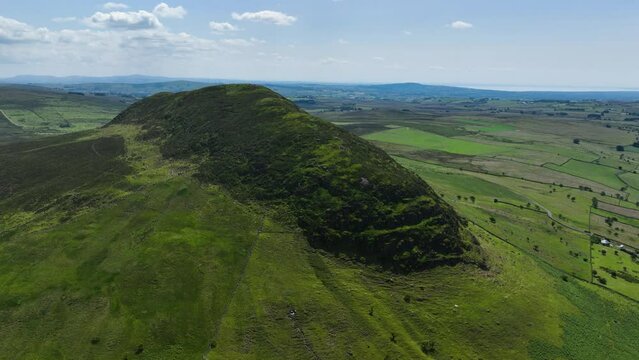 Aerial view of Slemish Mountain County Antrim Northern Ireland Slemish hill where St Patrick worked as a boy 