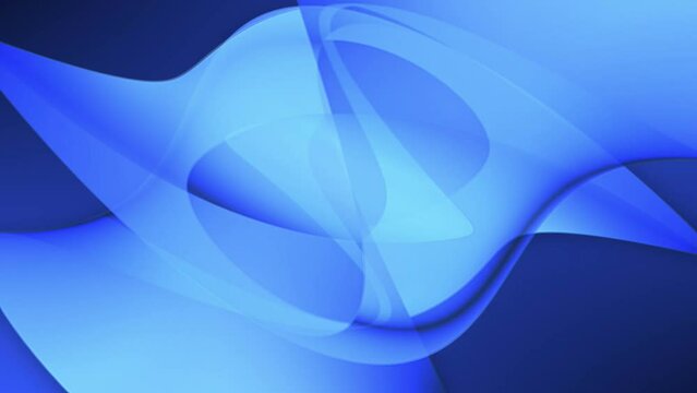 Abstract geometric 3D background animation loop of overlapping curvy blue gradient layers