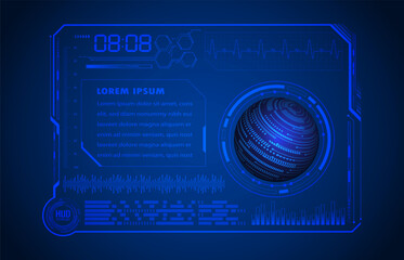 world binary circuit board future technology, blue hud cyber security concept background