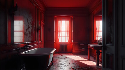 Beautiful Red Color Decor Creates a Photogenic and Cinematic Atmosphere. High-Quality Altra for an Elevated Living Experience. Generative AI