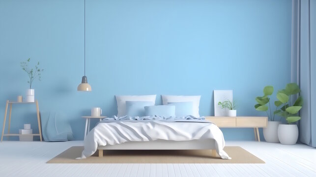 Beautiful Sky-Blue Color Decor Creates a Photogenic and Cinematic Atmosphere. High-Quality Altra for an Elevated Living Experience. Generative AI