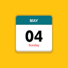 sunday 04 may icon with yellow background, calender icon