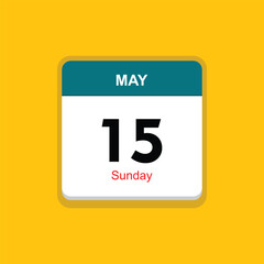 sunday 15 may icon with yellow background, calender icon