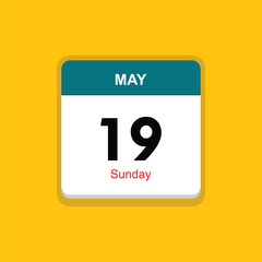 sunday 19 may icon with yellow background, calender icon