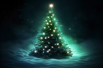 Christmas Tree with Sparkling Lights, Perfect for Festive Décor and Greetings. Generative AI