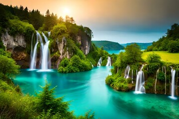 waterfall in plitvice national park GENRATED AI