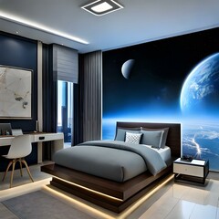 space inspired kids bed room 
