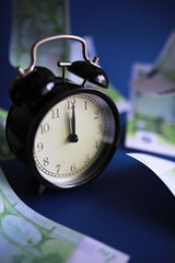 Euro banknotes are falling. The concept of financial well-being and successful business decisions.