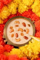 Rice Kheer Indian Sweet Payesh. Kerala Onam Payasam Palada Phirni dessert Mumbai India. Mithai...