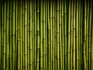 Green bamboo wall background and texture.