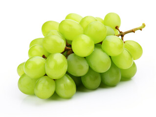 Green grapes on isolated white background.