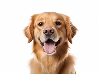 Potrait of cute and funny dog isolated on white background.