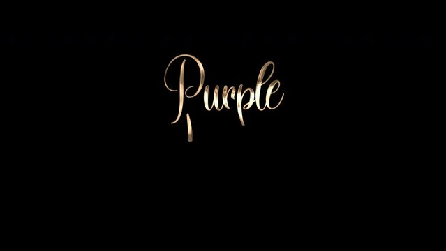 Handwritten animation of Purple Heart Day in gold color on a transparent background, with 4k video quality. Suitable for commemorating Purple Heart Day