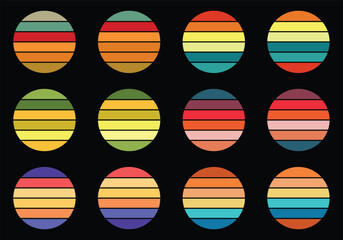 Retro Vintage Sunsets Pack illustrations vector background