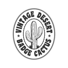 vintage of hand drawn cactus west team logo badge vector illustration