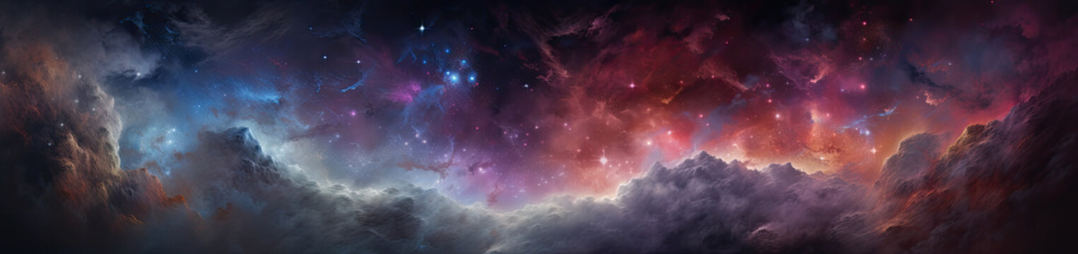 Universe landscape panoramic view. Generative AI