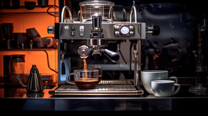 Fototapeta premium Coffee maker or coffee extractor make espresso