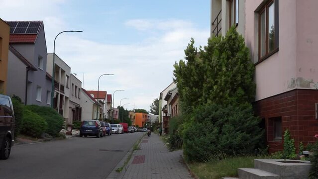 street in the Czech Republic in the village. High quality FullHD footage