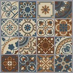 Patterns of ceramics and Italian porcelain. Seamless geometric tiles and floors. vector illustratio