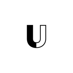 U Letter Logo Template Illustration Design. Vector EPS 10. U Letter Logo With Black Lines Design. Line Letter Symbol Vector Illustration 