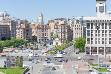 cityscape around independence square in capital kyiv