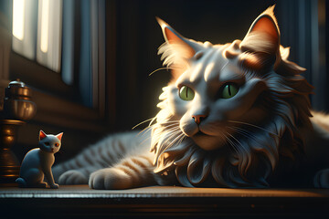 cat on a table Generative AI