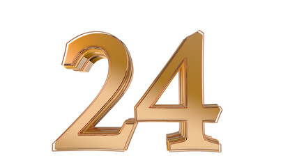 Gold glossy 3d number 24