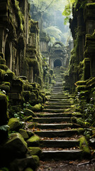 ジャングルの中にある古代の遺跡