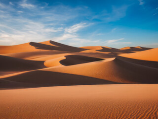 Fototapeta na wymiar Golden sand dunes in the desert, beautiful landscape