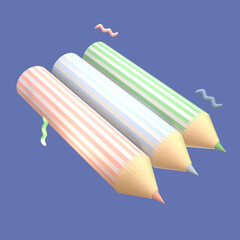3D icon back to school colored pencils rendered isolated on the colored background