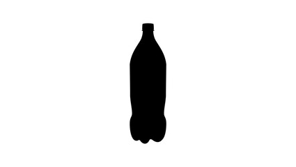 A black silhouette of a big plastic soda bottle, it evokes the refreshing taste of a cold soda on a hot day