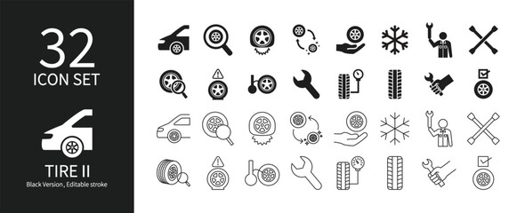 Icon set related to tires