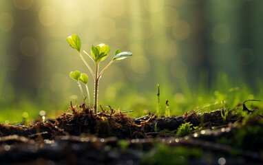  New life sprouts from green seedling in nature 