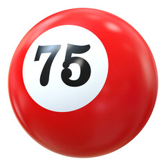 75 Number 3D Ball Red