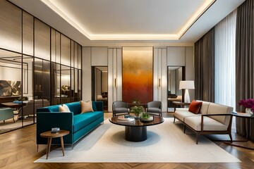 A chic boutique hotel lobby in Rome, designed by Nobili Interior Design