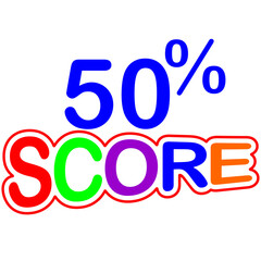 Sign Designed to catch the eye and illustration art with fantastic font various combination in white background 50% Score