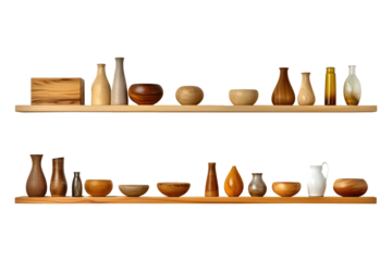 Shelf wall wooden for minimalist design. Generative Ai