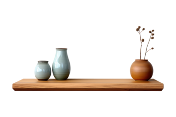 Shelf wall wooden for minimalist design. Generative Ai