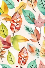 A watercolor painting of leaves on a white background