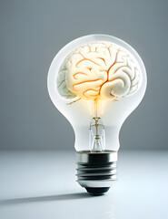 Brain with light bulb, Generative Ai
